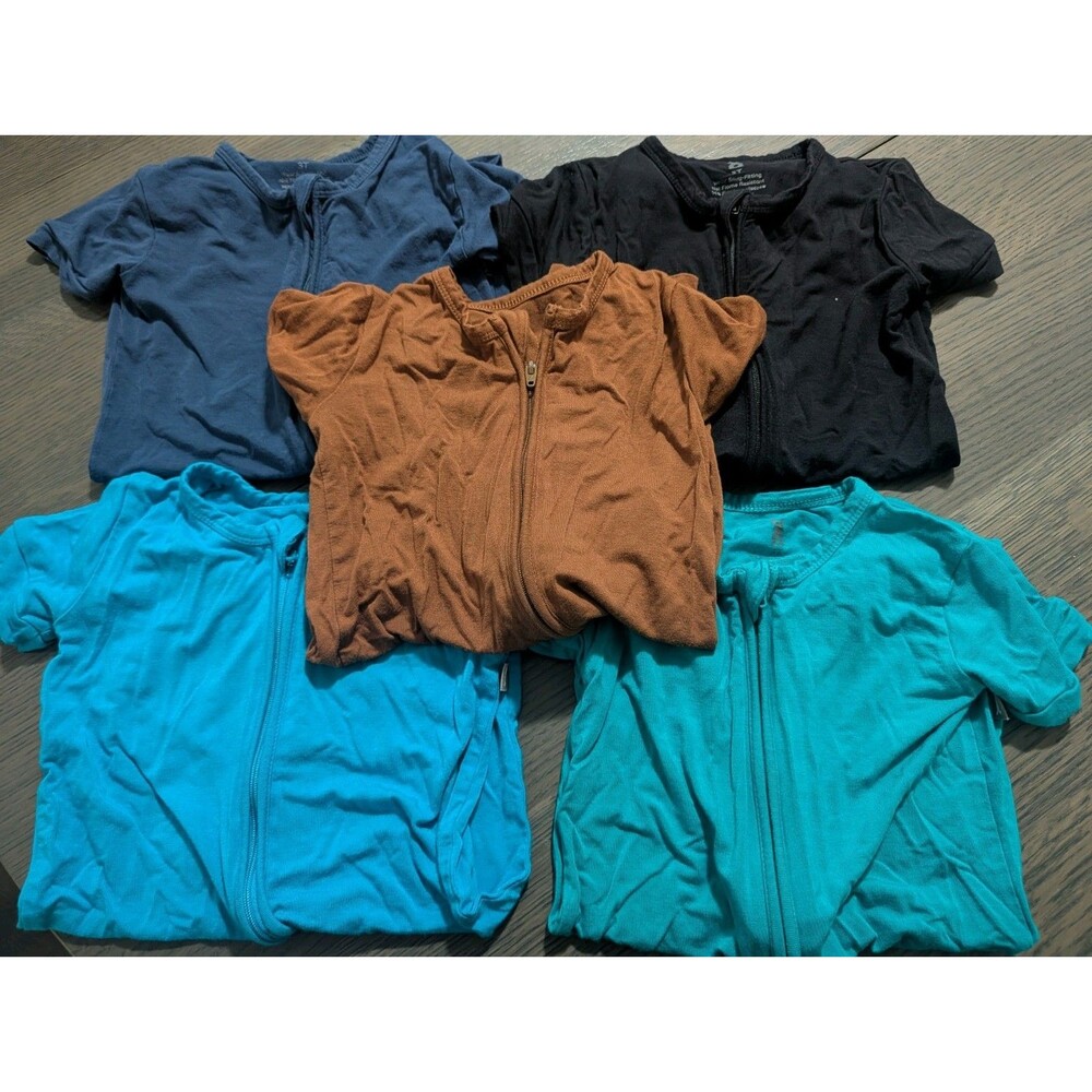 Lot Of 5 Bumbunny Baby 95% Viscose From Bamboo Short Zip Romper 3T *READ